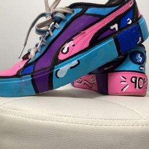 Custom painted cartoon look 90s styled pumas